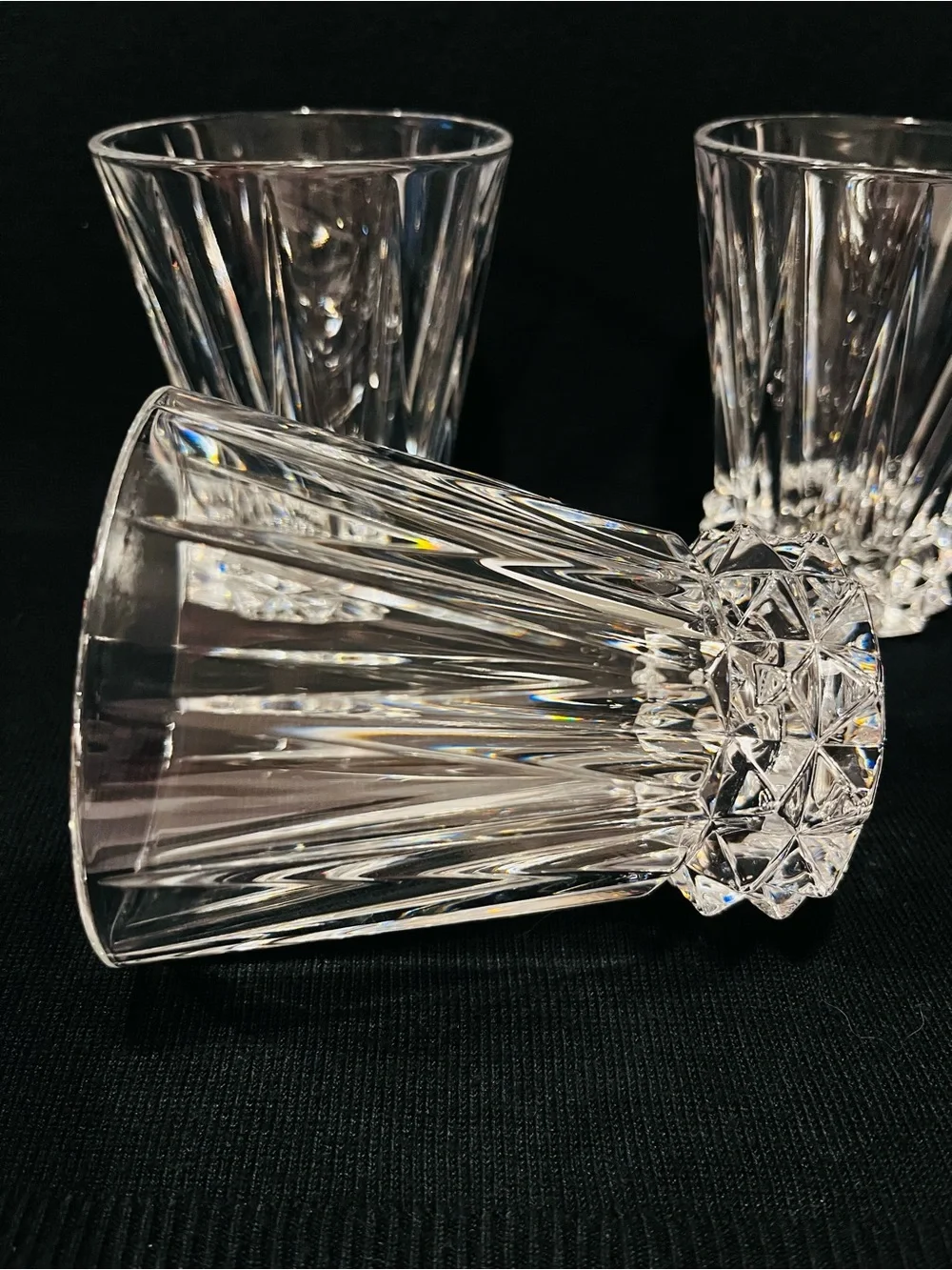 Vintage Rosenthal Blossom Germany Double Old Fashioned Crystal Glasses Set of 3